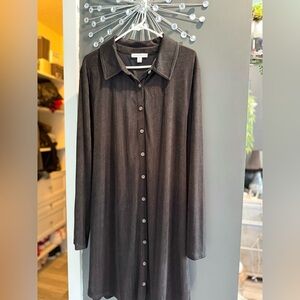 Black Button-Up Long Sleeve Dress